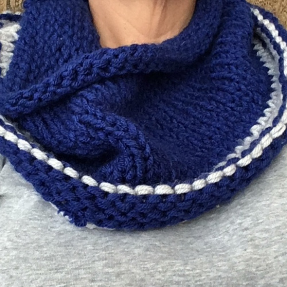 Royal blue & gray snood scarf, extra-large unisex Lovely gift for the ho…